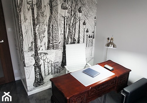 Gabinet - Małe w osobnym pomieszczeniu szare biuro, styl nowoczesny - zdjęcie od Anna Wrona