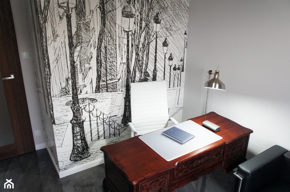 Gabinet - Małe w osobnym pomieszczeniu szare biuro, styl nowoczesny - zdjęcie od Anna Wrona - Homebook