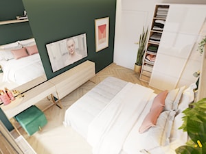 Sypialnia z zieloną ścianą - zdjęcie od Studio Projektowe Atoato