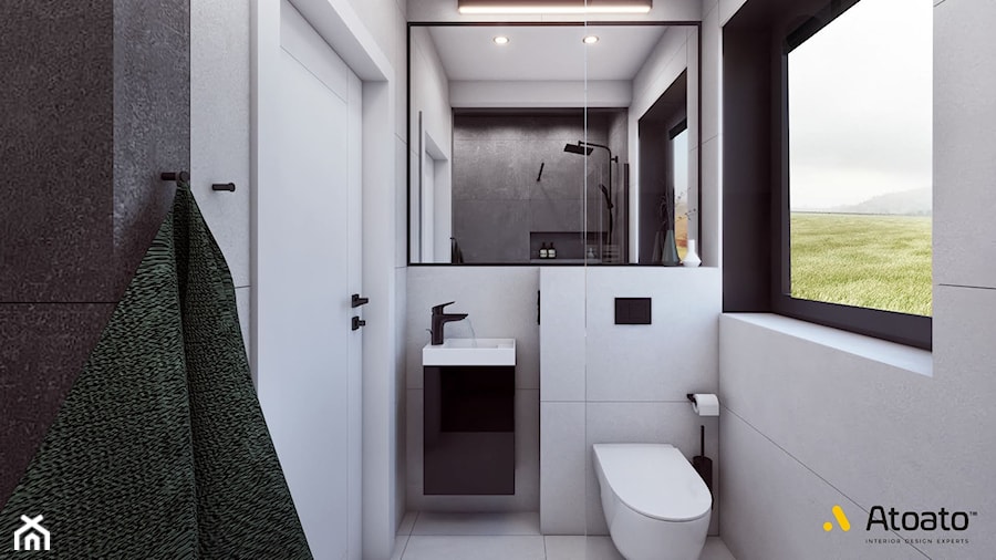 łazienka z oknem - zdjęcie od Studio Projektowe Atoato