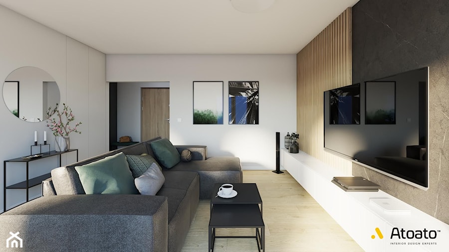 Salon w stylu skandynawskim w mieszkaniu - zdjęcie od Studio Projektowe Atoato