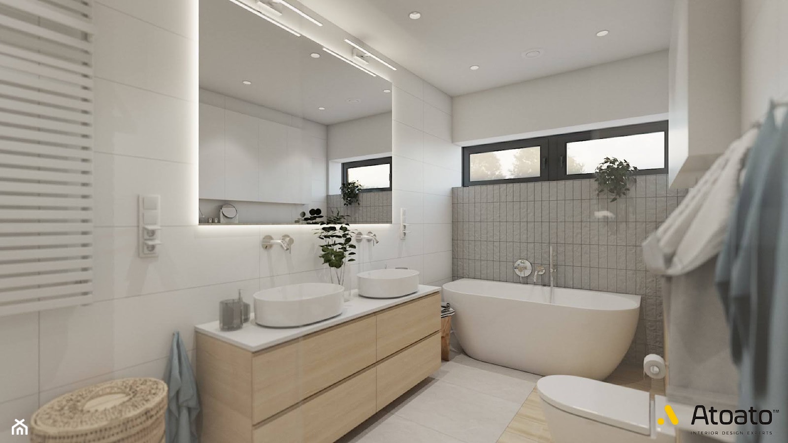 Jasna łazienka z wanną - zdjęcie od Studio Projektowe Atoato - Homebook