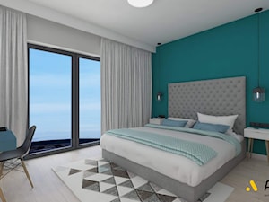 sypialnia z morskim kolorem - zdjęcie od Studio Projektowe Atoato
