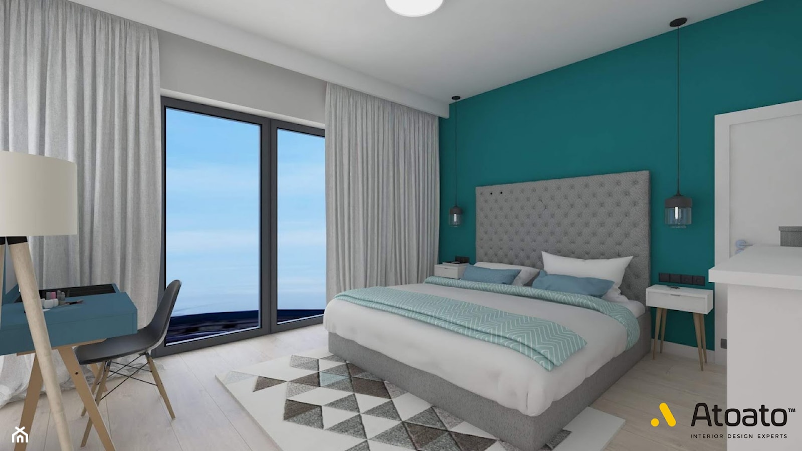 sypialnia z morskim kolorem - zdjęcie od Studio Projektowe Atoato - Homebook