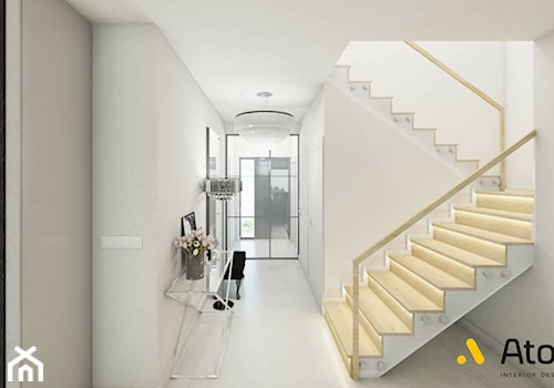 schody z szklaną balustradą - zdjęcie od Studio Projektowe Atoato
