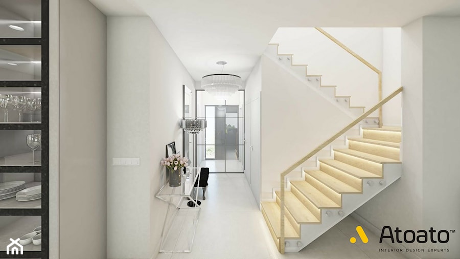 schody z szklaną balustradą - zdjęcie od Studio Projektowe Atoato