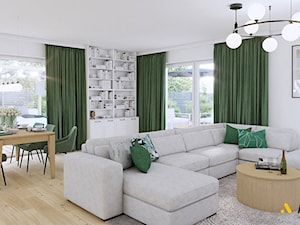 zielone zasłony w salonie - zdjęcie od Studio Projektowe Atoato