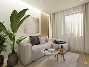 Pokój gościnny z białą sofą - zdjęcie od Studio Projektowe Atoato