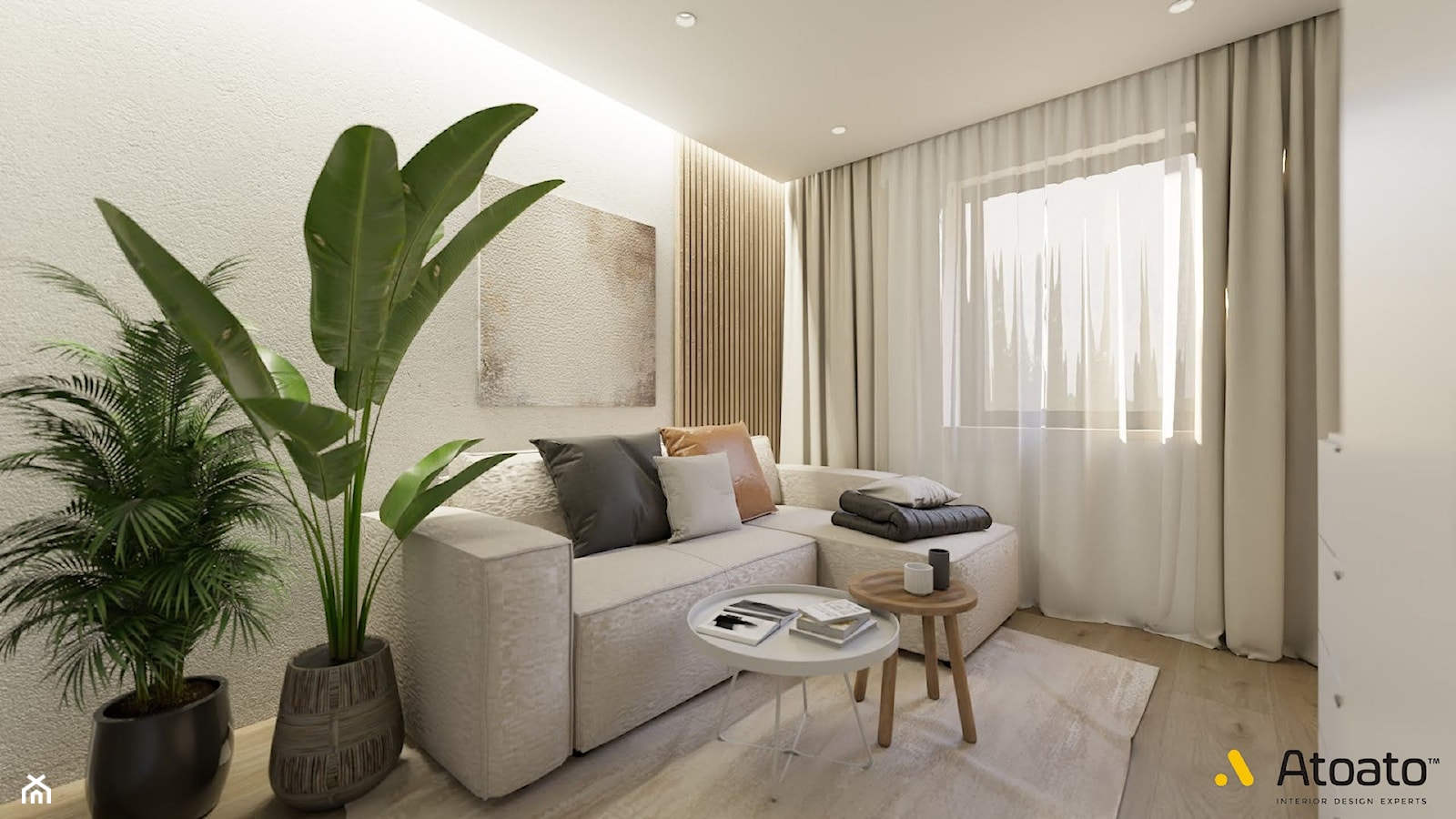 Pokój gościnny z białą sofą - zdjęcie od Studio Projektowe Atoato - Homebook