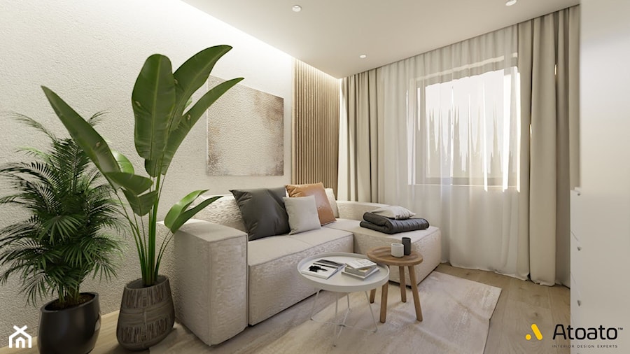 Pokój gościnny z białą sofą - zdjęcie od Studio Projektowe Atoato