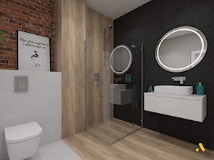 łazienka z czarną ścianą - zdjęcie od Studio Projektowe Atoato