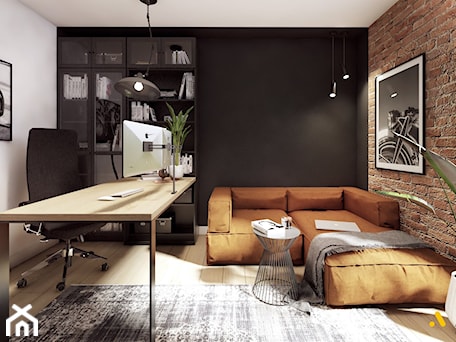 Aranżacje wnętrz - Biuro: Gabinet z sofą w miedzianym kolorze - Studio Projektowe Atoato. Przeglądaj, dodawaj i zapisuj najlepsze zdjęcia, pomysły i inspiracje designerskie. W bazie mamy już prawie milion fotografii!