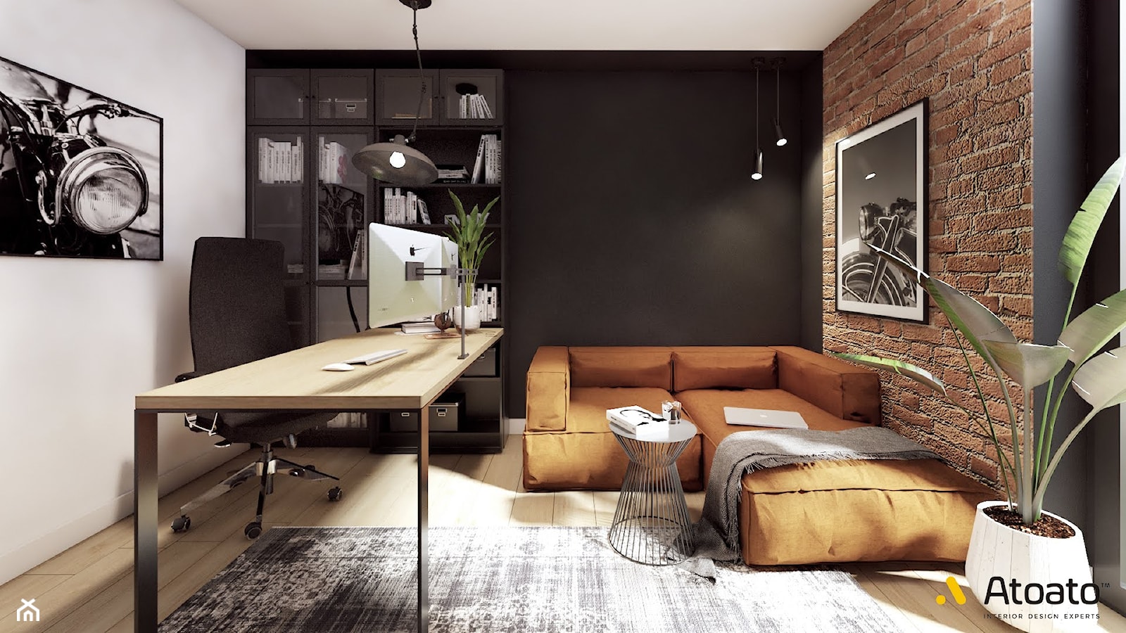 Gabinet z sofą w miedzianym kolorze - zdjęcie od Studio Projektowe Atoato - Homebook