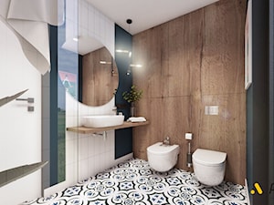 łazienka z obudowanym geberitem płyta laminowaną - zdjęcie od Studio Projektowe Atoato