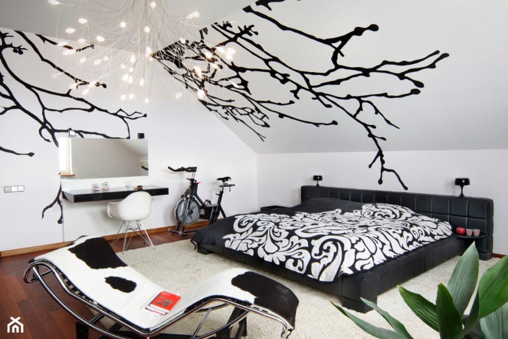 rezydencja - Duża biała z biurkiem sypialnia na poddaszu, styl nowoczesny - zdjęcie od Studio Projektowe Atoato - Homebook
