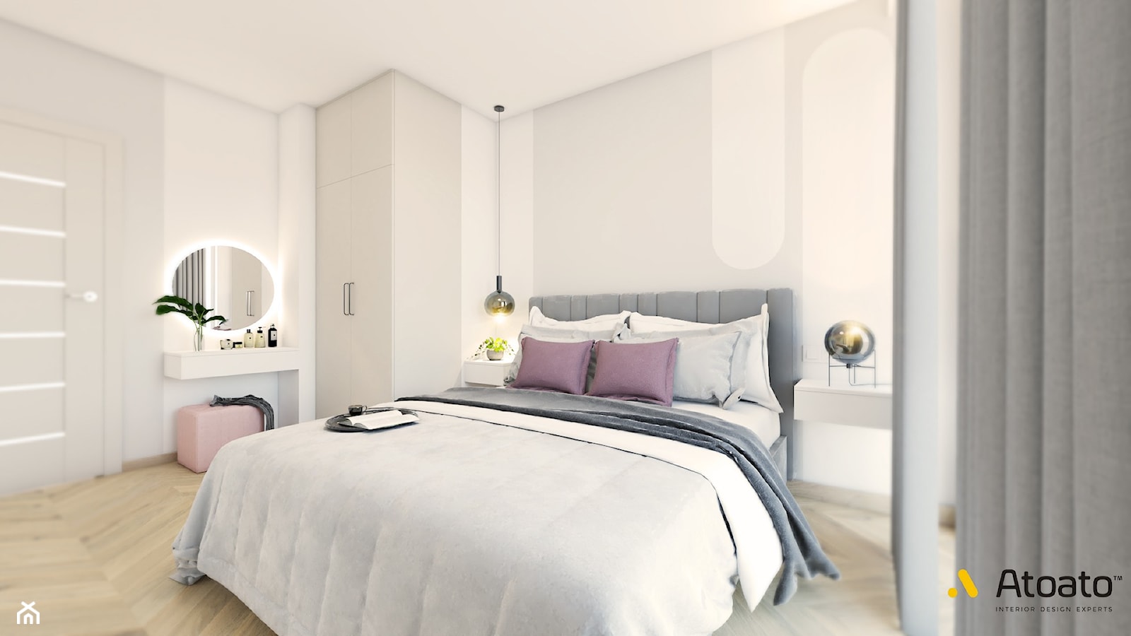 Sypialnia z dużym łóżkiem - zdjęcie od Studio Projektowe Atoato - Homebook