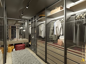 Duża garderoba z podświetlanymi szafami - zdjęcie od Studio Projektowe Atoato
