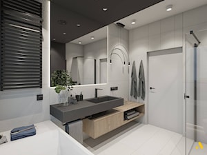 Łazienka z czarną umywalką - zdjęcie od Studio Projektowe Atoato