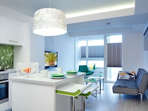 mieszkanie wiosna-zima - Średnia biała jadalnia w kuchni, styl nowoczesny - zdjęcie od Studio Projektowe Atoato