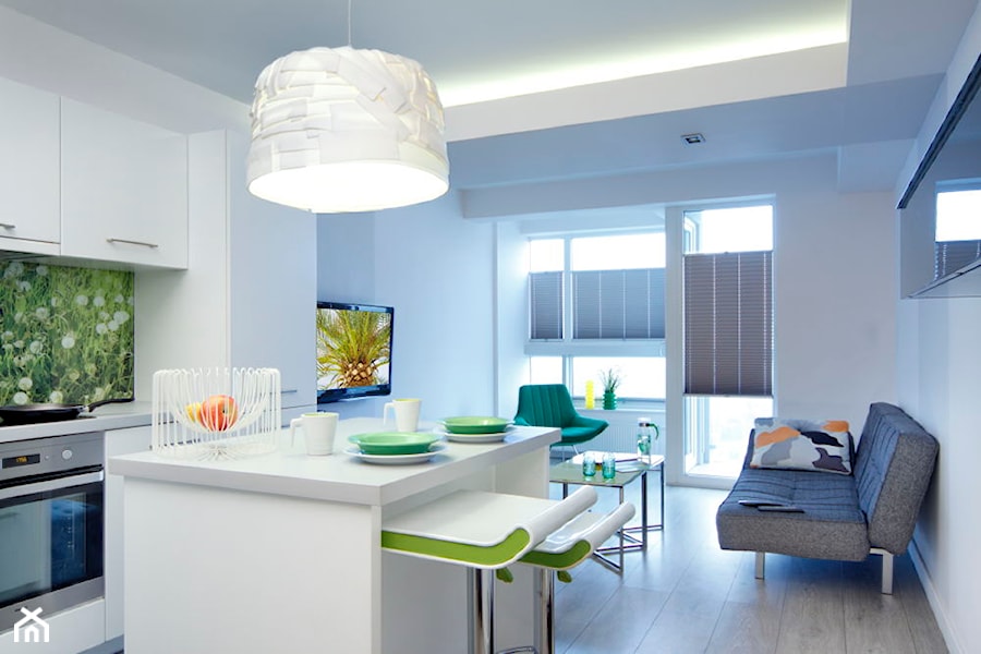 mieszkanie wiosna-zima - Średnia biała jadalnia w kuchni, styl nowoczesny - zdjęcie od Studio Projektowe Atoato
