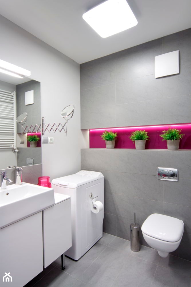 mieszkanie wiosna-zima - Mała z pralką / suszarką łazienka, styl nowoczesny - zdjęcie od Studio Projektowe Atoato - Homebook