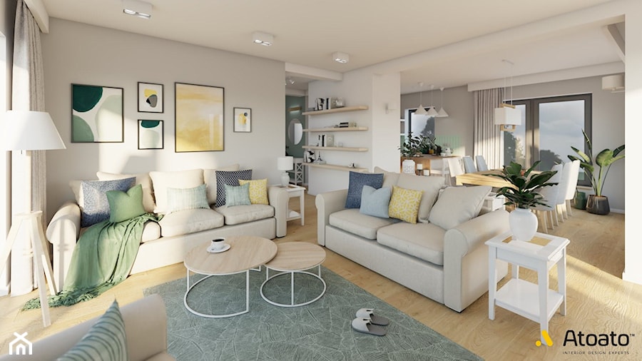 Jasny salon z dwiema sofami - zdjęcie od Studio Projektowe Atoato