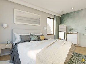 Jasna sypialnia z zielonymi dodatkami - zdjęcie od Studio Projektowe Atoato
