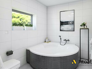 bialo-czarna łazienka z wanna narożną - zdjęcie od Studio Projektowe Atoato