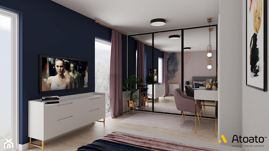 Odważna sypialnia nastolatki w stylu glamour - zdjęcie od Studio Projektowe Atoato