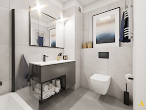 Łazienka z dużym lustrem - zdjęcie od Studio Projektowe Atoato