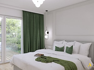 sypialnia jasna z zielonymi dodatkami - zdjęcie od Studio Projektowe Atoato