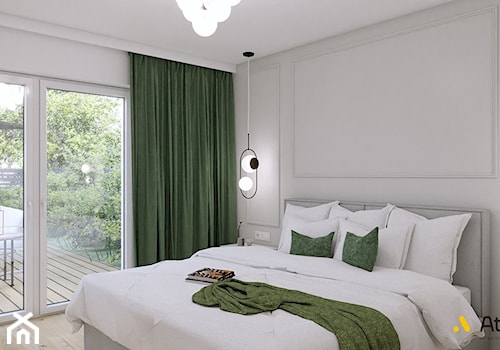 sypialnia jasna z zielonymi dodatkami - zdjęcie od Studio Projektowe Atoato