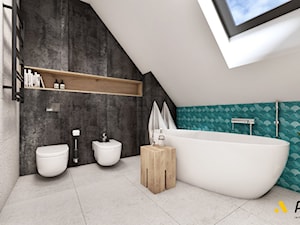 łazienka z betonową ścianą - zdjęcie od Studio Projektowe Atoato