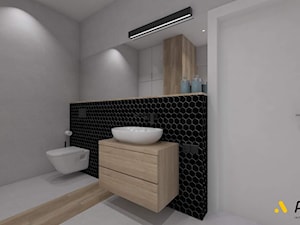 łazienka z czarnym dekorem na gebericie - zdjęcie od Studio Projektowe Atoato