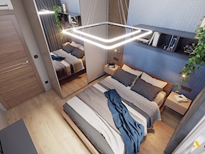 Sypialnia z niebieską tapetą - zdjęcie od Studio Projektowe Atoato