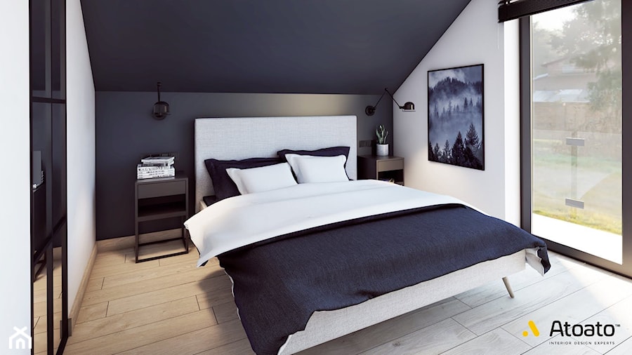 sypialnia na poddaszui - zdjęcie od Studio Projektowe Atoato