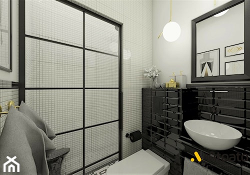 łazienka z czarną płytką - zdjęcie od Studio Projektowe Atoato