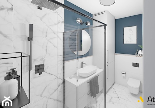 łazienka biało-niebieska - zdjęcie od Studio Projektowe Atoato