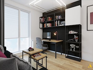 Biuro z czarną ścianą - zdjęcie od Studio Projektowe Atoato
