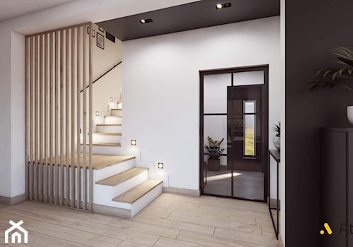 schody z ażurową ścianką - zdjęcie od Studio Projektowe Atoato
