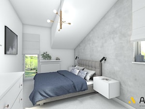 sypialnia z masa betonową na ścianie - zdjęcie od Studio Projektowe Atoato