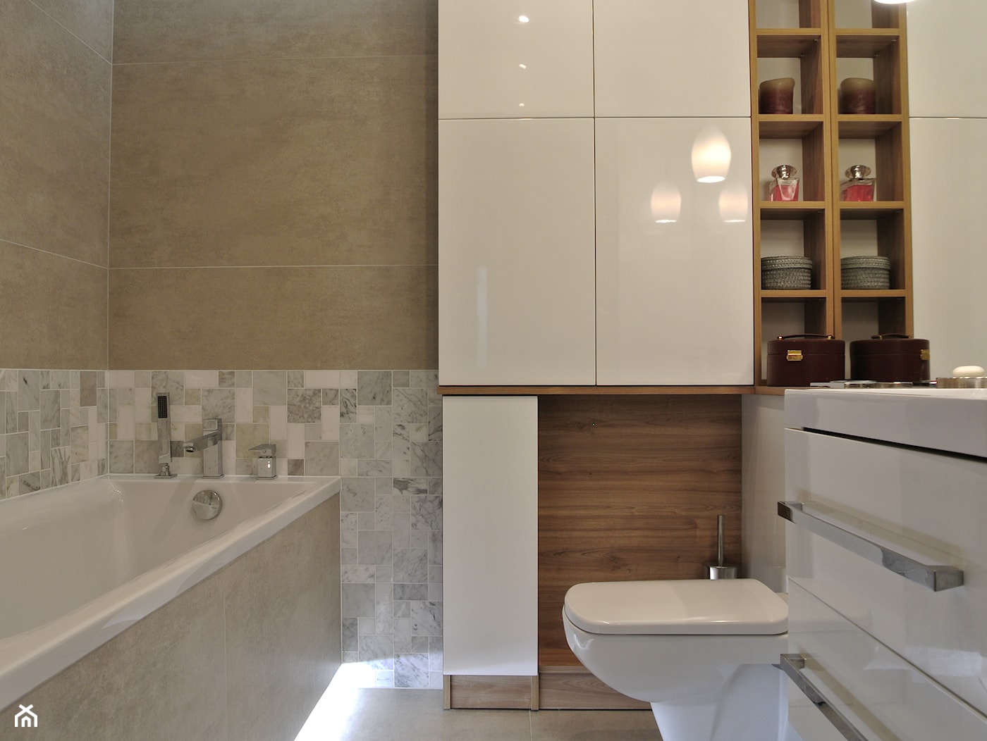 Mieszkanie w Krakowie 2+2 - Mała bez okna łazienka, styl nowoczesny - zdjęcie od Justyna Lewicka Design - Homebook