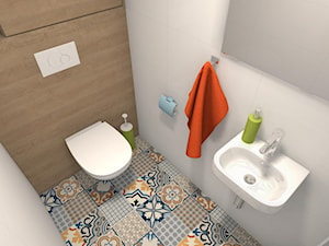Kolor z elementami loftowymi - Mała z lustrem łazienka, styl nowoczesny - zdjęcie od Justyna Lewicka Design