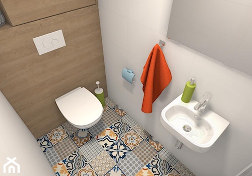 Kolor z elementami loftowymi - Mała z lustrem łazienka, styl nowoczesny - zdjęcie od Justyna Lewicka Design