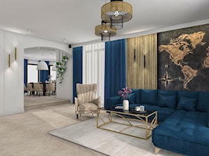 Granatowo-złota elegancja - Salon, styl nowoczesny - zdjęcie od Justyna Lewicka Design