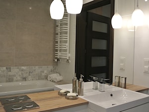 Mieszkanie w Krakowie 2+2 - Mała bez okna z lustrem łazienka, styl nowoczesny - zdjęcie od Justyna Lewicka Design