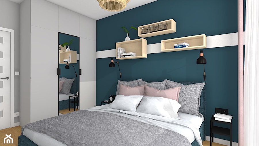 Kolor i nowoczesność w wyremontowanym domu. - Sypialnia, styl nowoczesny - zdjęcie od Justyna Lewicka Design