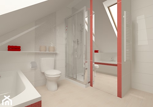 Łazienka dla dużych i małych - Średnia na poddaszu łazienka z oknem, styl nowoczesny - zdjęcie od Justyna Lewicka Design