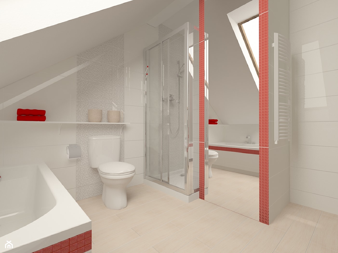 Łazienka dla dużych i małych - Średnia na poddaszu łazienka z oknem, styl nowoczesny - zdjęcie od Justyna Lewicka Design - Homebook
