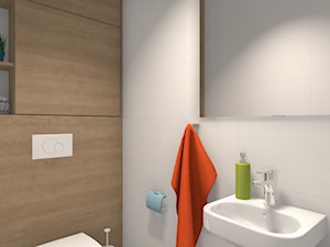 Kolor z elementami loftowymi - Mała na poddaszu bez okna z lustrem łazienka, styl nowoczesny - zdjęcie od Justyna Lewicka Design